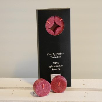 Teelichte ohne Huelle aus Stearin farbig rot 10Stck